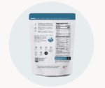 Back label of Heuristic Healing Nutrition’s Vanilla vegan protein powder with nutritional information, health benefits, and usage directions.
